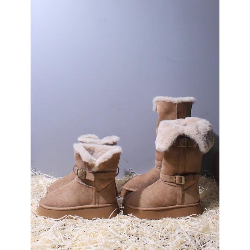 Thick-soled Gray Snow Boots Women's 2025 Autumn and Winter New Fur Integrated Versatile Velvet Thickened Warm Cotton Shoes