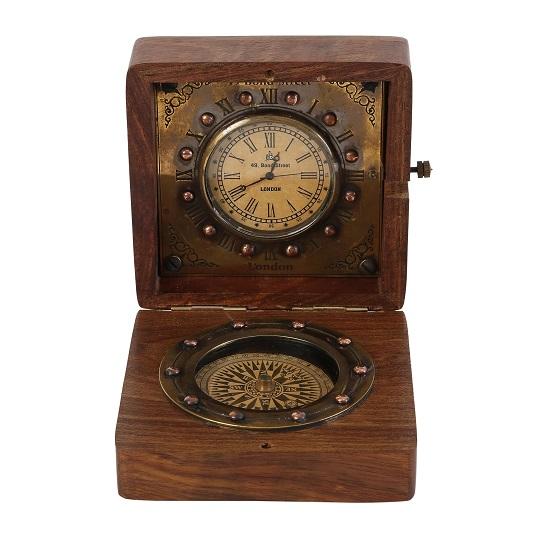 

Handmade Authentic Clock Compass in Rose Wood Box