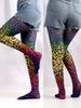 Damen-Strumpfhose mit Graffiti-Print, Camouflage-Gitter, nahtlos, sexy, dehnbar, lange Socken, mehrfarbige Strümpfe