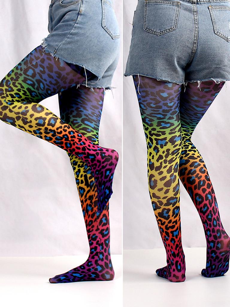 Damen-Strumpfhose mit Graffiti-Print, Camouflage-Gitter, nahtlos, sexy, dehnbar, lange Socken, mehrfarbige Strümpfe