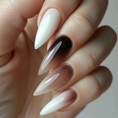 Wear Nail Nail Piece Nail Piece Long Pointed Fake Nail Gradual Change Nail Patch 24 Pieces