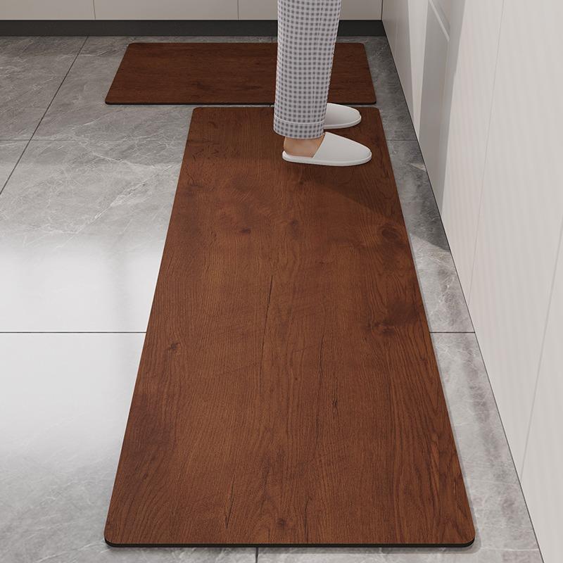 Kitchen Carpet Waterproof Non-Slip Pvc Floor Mat Imitation Wood Grain Wash-Free Leather Rug Long Size Home Decoration Foot Mats