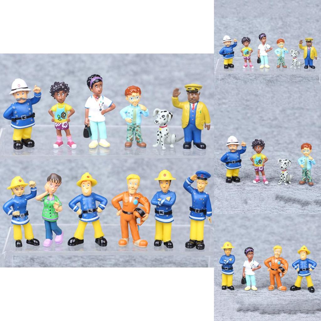Hochwertige Sam Actionfigur Spielzeug 12er Set Feuerwehr Spielset PVC Puppen für Kinder