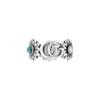 Anel Duplo G Marmont Floral com Pedra Preciosa de Resina Verde Madrepérola e Topázio Azul Prata 925 Vintage Anel Feminino 527394-J8474-8517