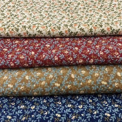 1/2/3M Retro Pastoral Style Small Flower Pattern Corduroy Fabric Soft Velvet Printing Fabric For Diy Sewing Apparel Dress