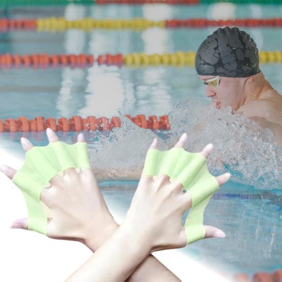 1 Pair Silicone Swimming Hand Fins Kids Adults Beginner Professional Aquatic Swim Training Fins Webbed Flippers Palms Swim Gear