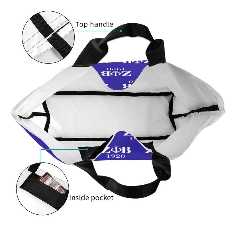 Custom Zeta Phi Beta 1920 Print Shoulder Bag Women Large Foldable Waterproof Travel Handbag Reusable Grocery Bags Shopping Bag