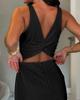 Solid Color Sleeveless Open Back Bodycon Dress for Women