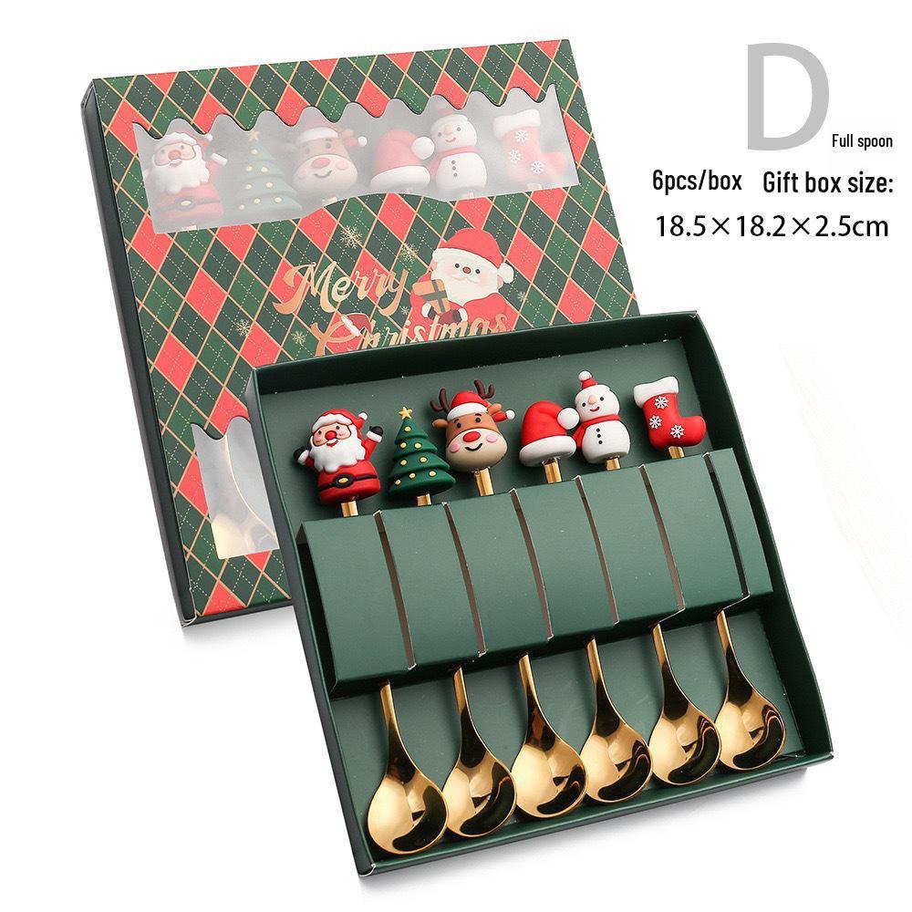 Creative Cartoon Stainless Steel Spoon & Fork Set: Coffee Stirrer, Fruit Fork, Christmas Gift