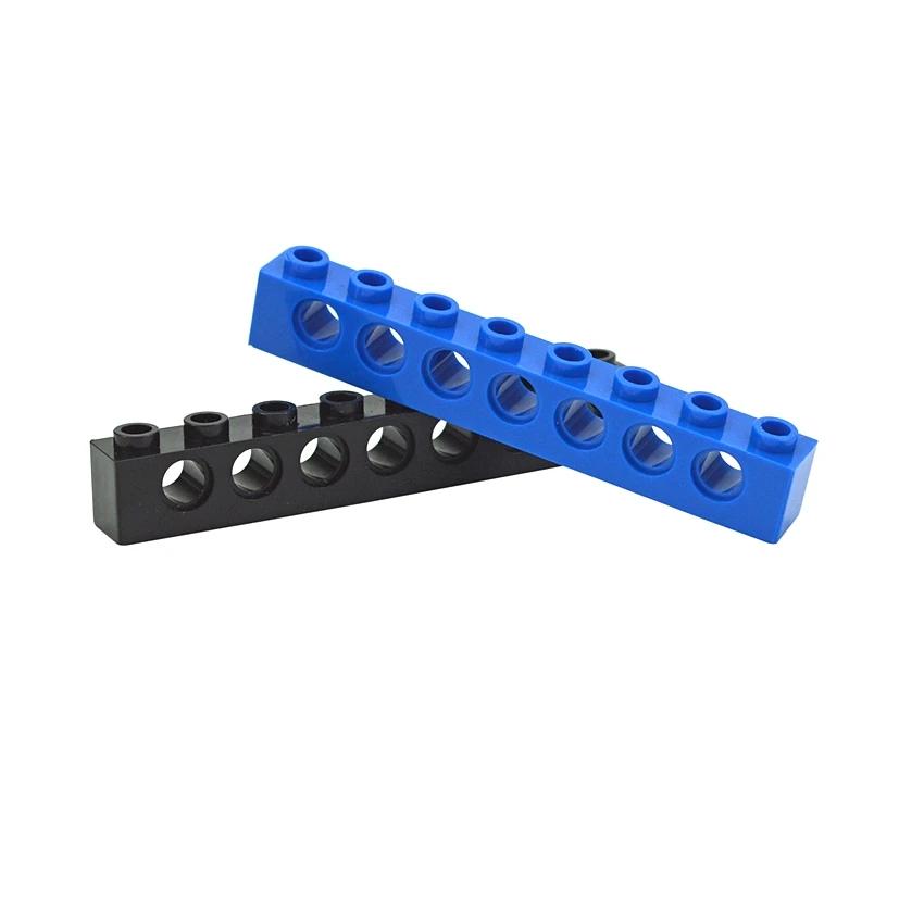 Building Blocks 1x8 with 7 holes Perforated Bricks Assembles Particles Long Beam 3702 Technical MOC Parts 10PCS Toys for Kids