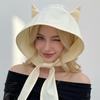 1Pc Naughty Little Devil Strap Sun Hat, Quick-Dry Sun Protection Ear-Wrap Headscarf Hat, Cute Cat Ear Design To Make Your Face Look Smaller, Novelty