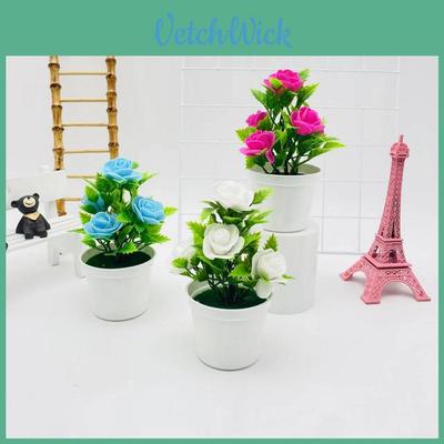 Rose Blossom Foam Flower Potted Plant For Wedding Decor And Indoor Arrangement