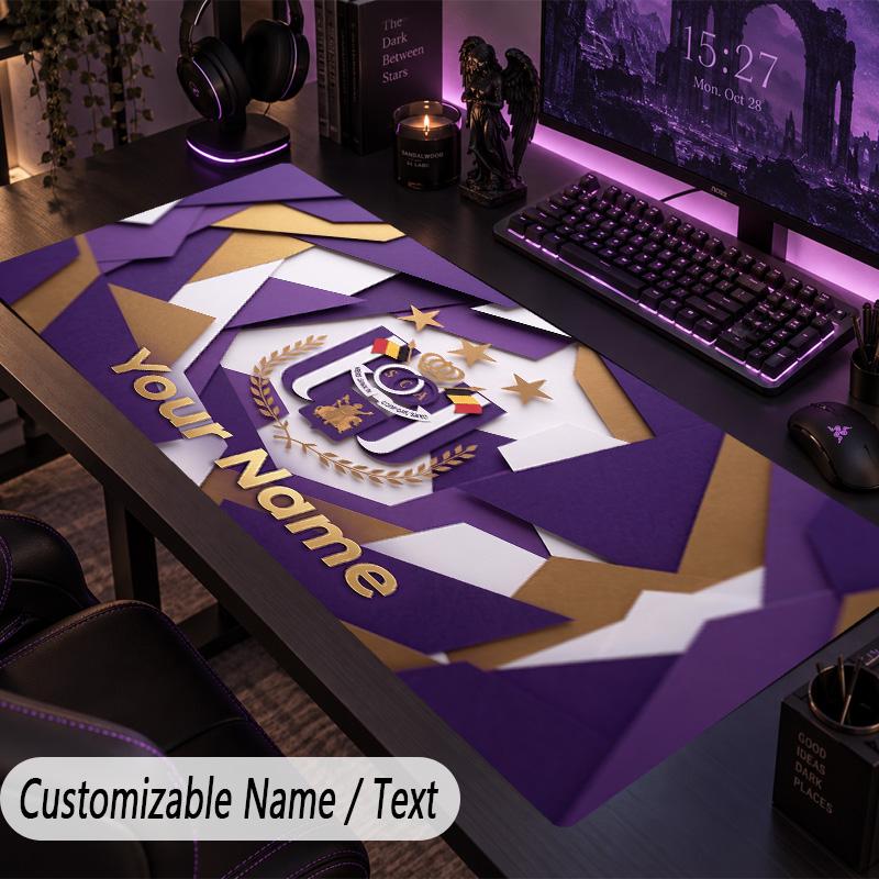 Custom Text Big Mousepad, Extended Desk Pad For Laptop Work GameAnderlecht FC logo