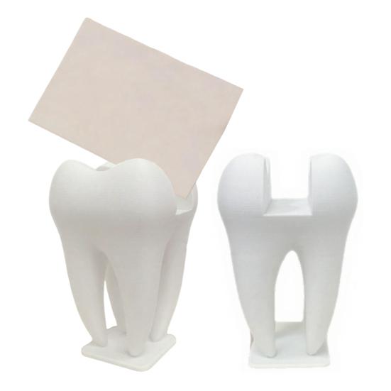 3D Printed Business Card Holder, Tooth Shaped Matte White Organizer, Minimalist Style Ornament for Dental Clinics Office Home