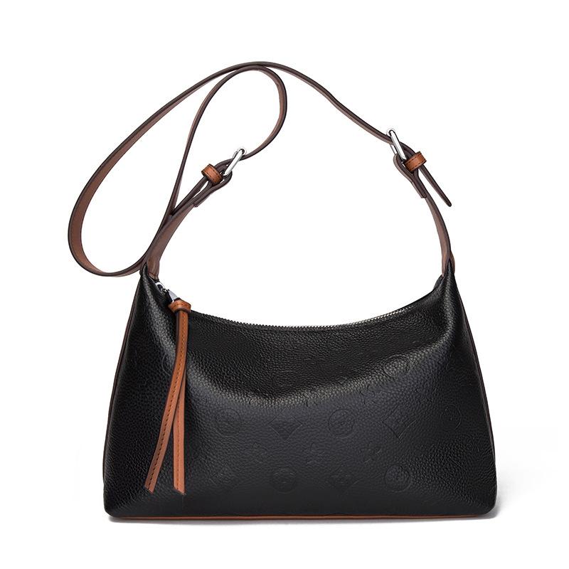 Leather women's bags, soft leather underarm bags, new trendy and fashionable large-capacity first-layer cowhide shoulder messenger bags