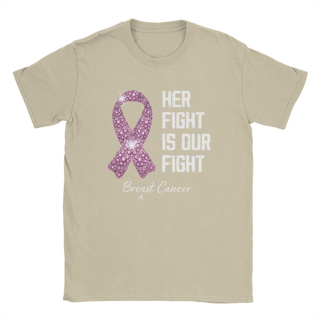 Fight Is Our Fight Breast Cancers  T Shirt Beach  Cotton T-Shirts For Man Popular Printed Tee Shirt Short-Sleeved Aesthetic Tees