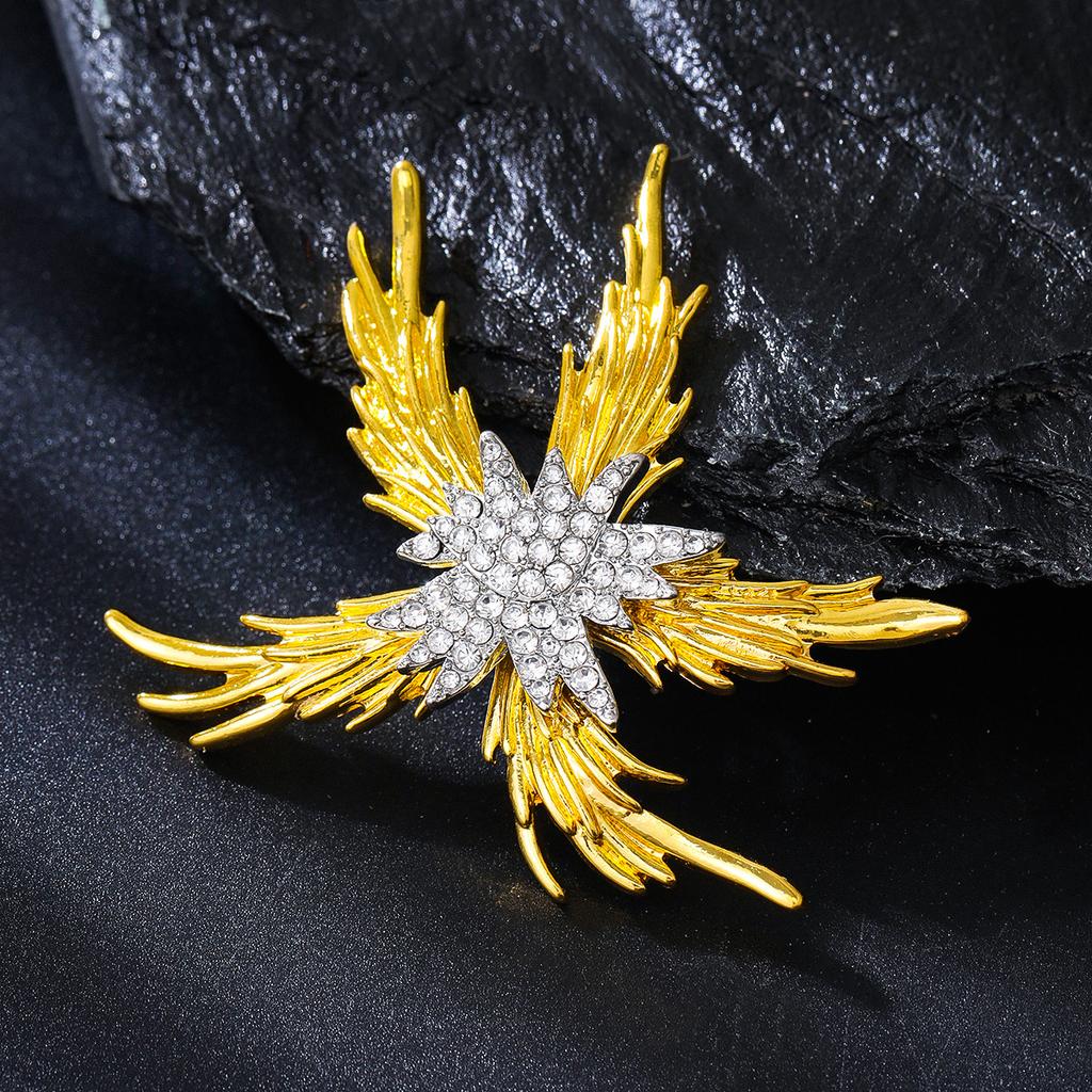 New Personalized Creative Flame Starfish Brooch Exquisite High-end Alloy Rhinestone Men's Suit Corsage Accessories Collar Pin