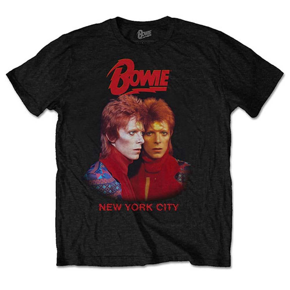 Men s David Bowie New York City (Back Print) Slim Fit T-shirt Large Black L