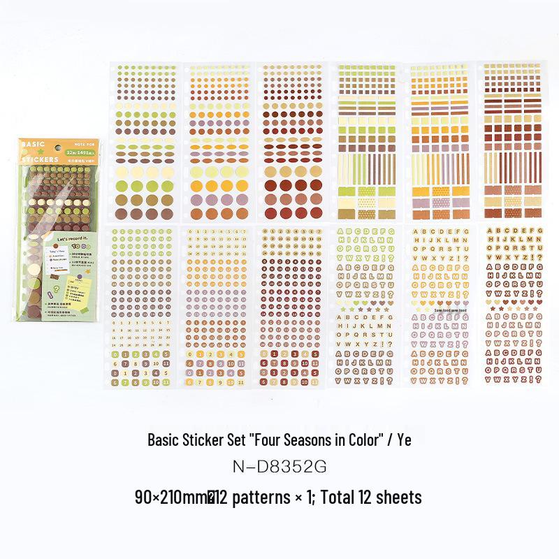 Four Seasons Korean Style Artistic Dot Marker Stickers Set for Journals