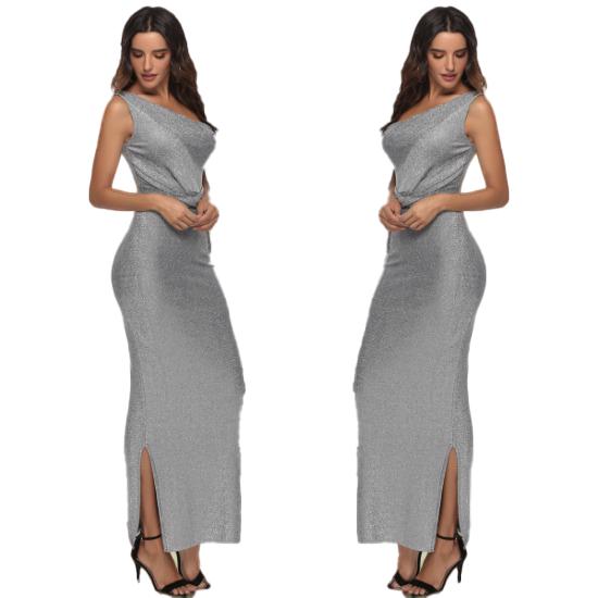 

Популярная женская одежда, новое однотонное элегантное платье на одно плечо