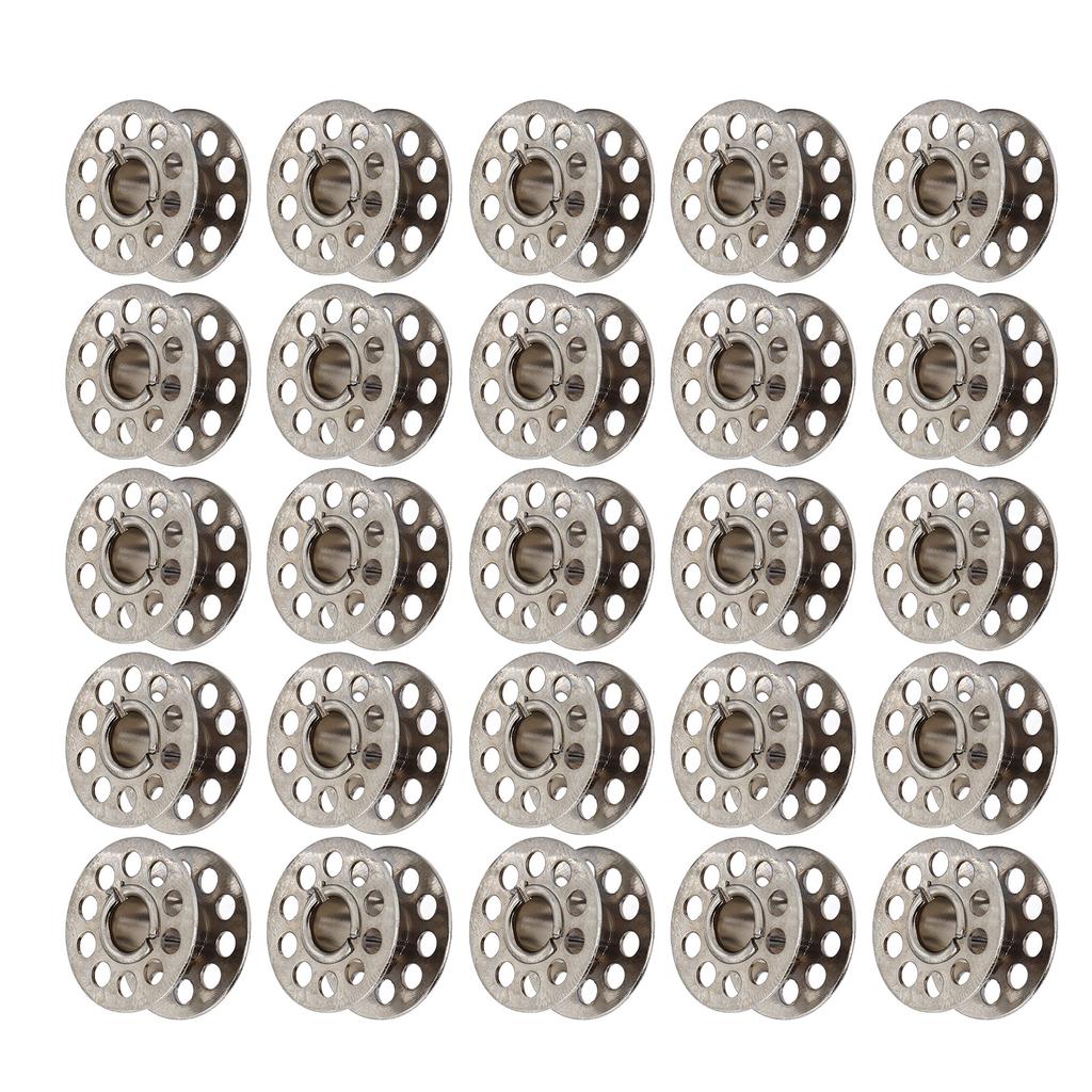 25pcs Sewing Machine Bobbins Multifunctional Stainless Steel Embroidery Bobbins with Storage Box