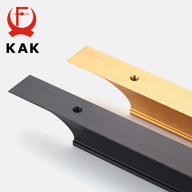 KAK American Style Black Cabinet Handles Gold Solid Aluminum Alloy Kitchen Cupboard Pulls Drawer Knobs Furniture Handle Hardware