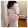 Fashi Faux Fur Shoulder Bag Soft Fluffy Plush Handbag Zipper Solid Color Crossbody Bag
