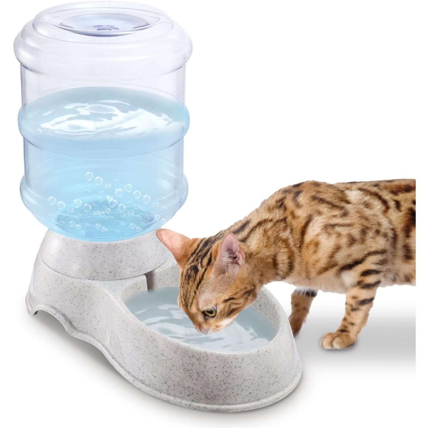 Dog Water Dispenser | Automatic 1 Gallon Cat and Dog Gravity Feeder, Waterer Dispenser Station,Small and Big Pets Water Station, Pet Water Bowl серый