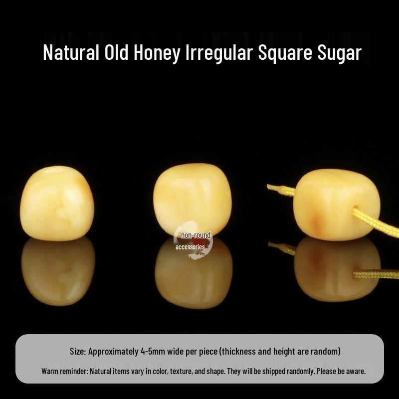 Vintage Honey Wax Bead Bracelet - Natural Square Beads for Men  Women