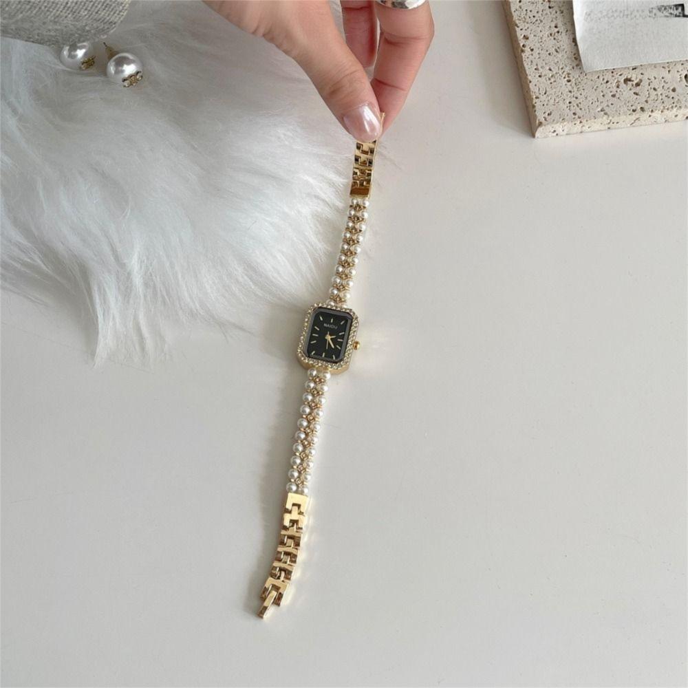 Chain Strap Pearl Studded Watch Luxury Women's Wristwatches New Quartz Watch  Gifts