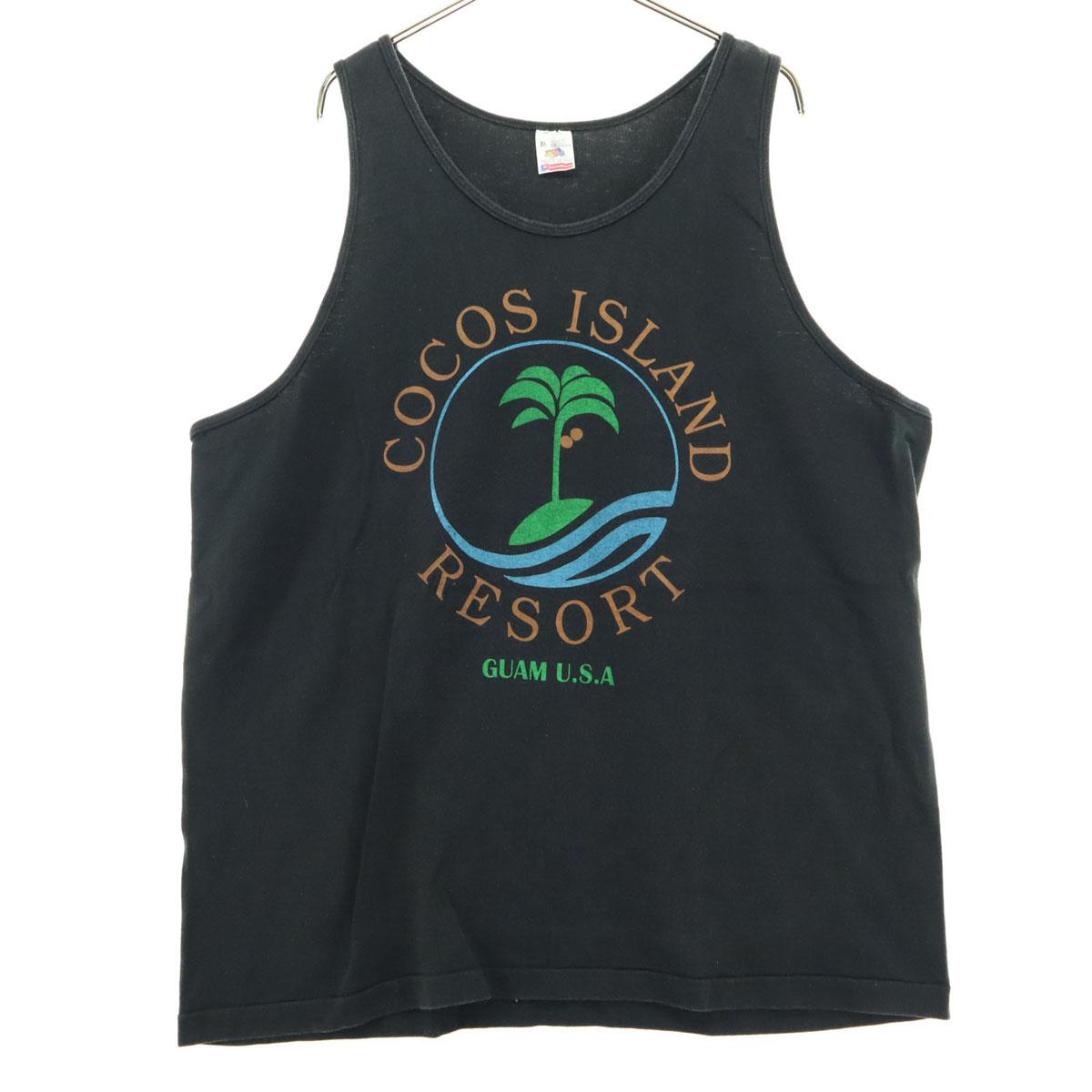 

FRUIT OF THE LOOM 90-х годов Старая майка без рукавов с принтом, сделано в США, XL, черная, мужская, б/у