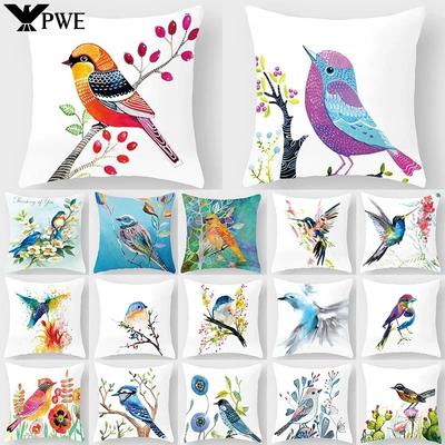 Bird Flower Animal Decorative Cushions Pillowcase Polyester Cushion Cover Throw Pillow 45*45 Sofa Decoration Pillowcover