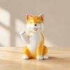 Dog Figurine with Neck Scarf Glossy Seated Compact for Office