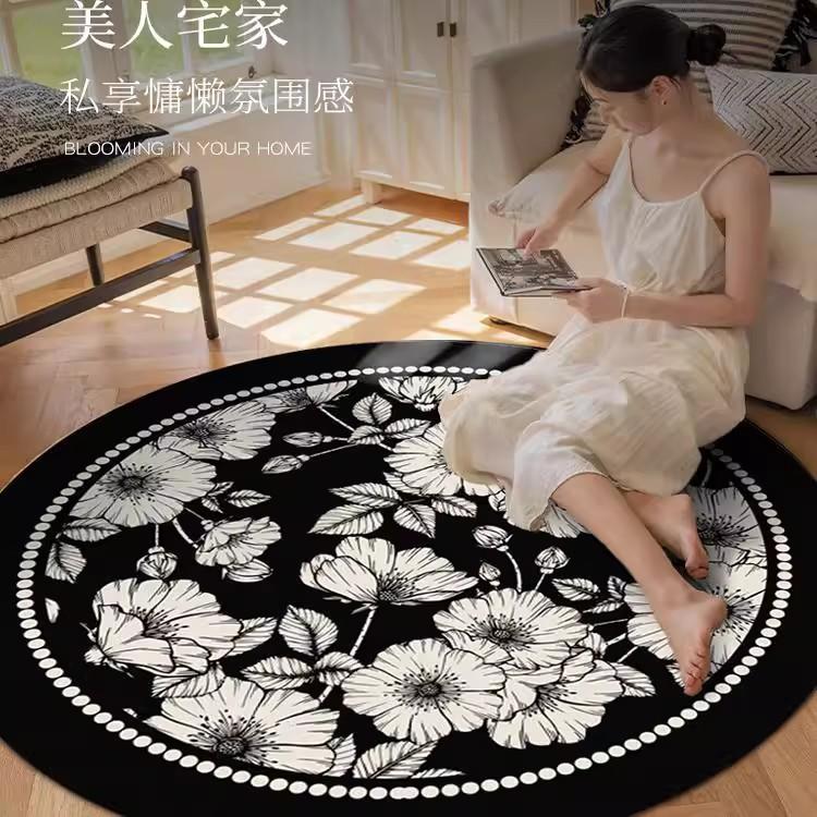 Bedroom Floral Circular Carpet Wear-resistant and Anti Slip Living Room Sofa Coffee Table Carpet