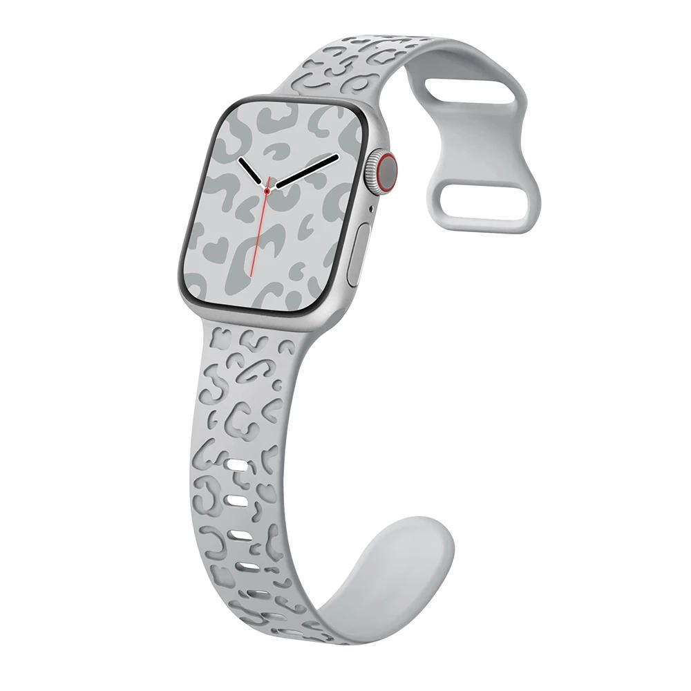 Silicone Strap For Apple Watch 10 9 8 7 45mm 41mm 42mm 46mm Ultra 2 49mm Leopard Print Bracelet Wristband iWatch 6 5 4 SE Correa
