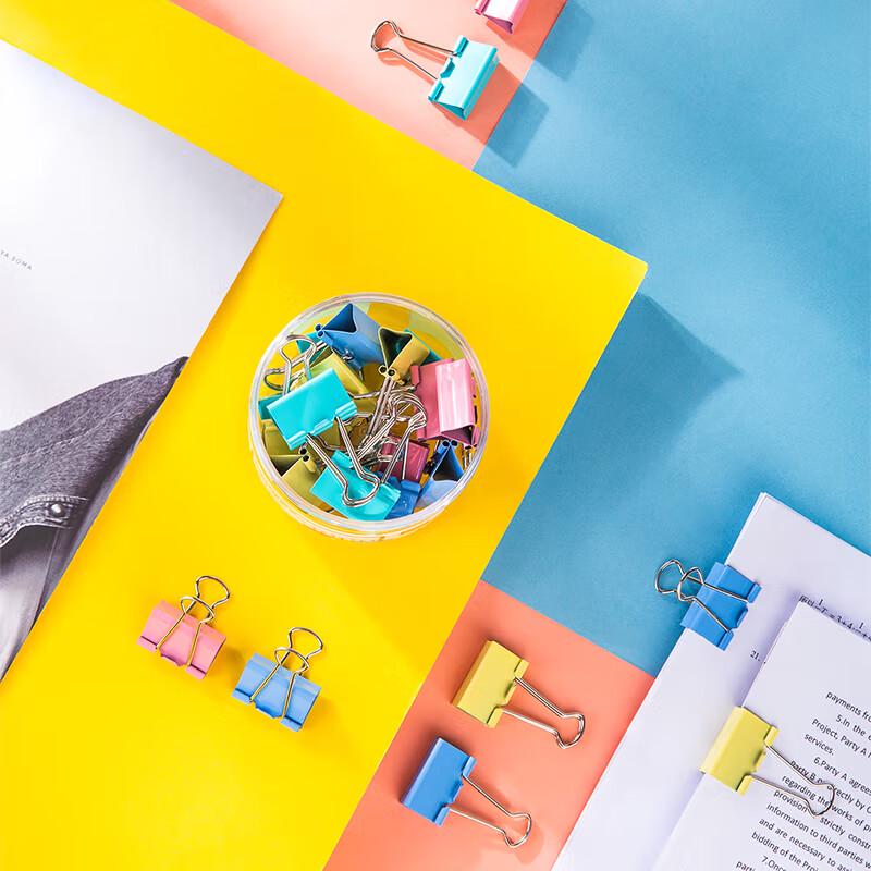 Deli 32mm Colorful Metal Binder Clips, Medium, 24-Pack