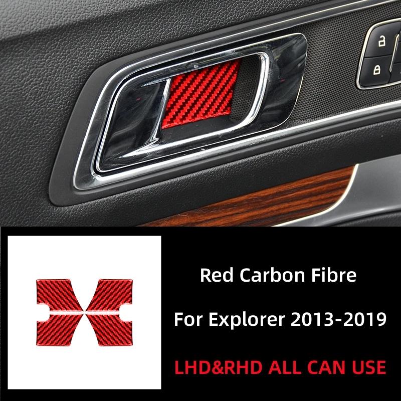 

For Ford Explorer 2013-2019 Carbon Fiber Car Innor Door Bowl Patch Decoration Frame Trim Sticker Decal Interior Car Accessories червоний