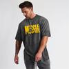Muscleguys Męskie ubrania na siłownię Luźna czerwona koszulka z krótkim rękawem Letnia do ćwiczeń Kulturystyka Połowa rękawa Trend Moda Streetwear