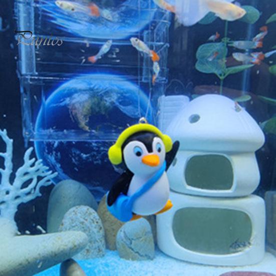 Fish Tank Animal Pendant 1 Set Aquarium Landscaping Non-fading Vivid Penguin Shape Floating Diver Ornament for Home
