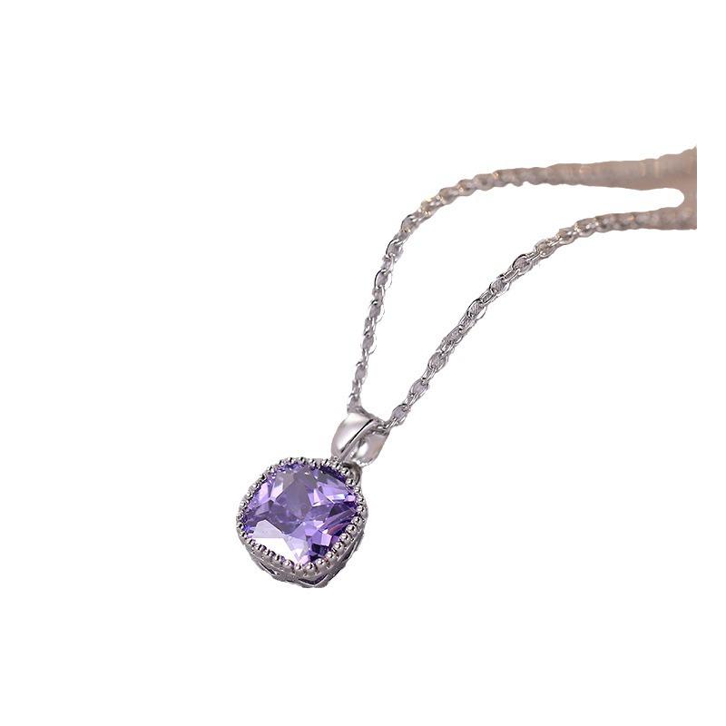 Women's Colorful Zircon Geometric Pendant Necklace - New Design, Fashionable Clavicle Chain