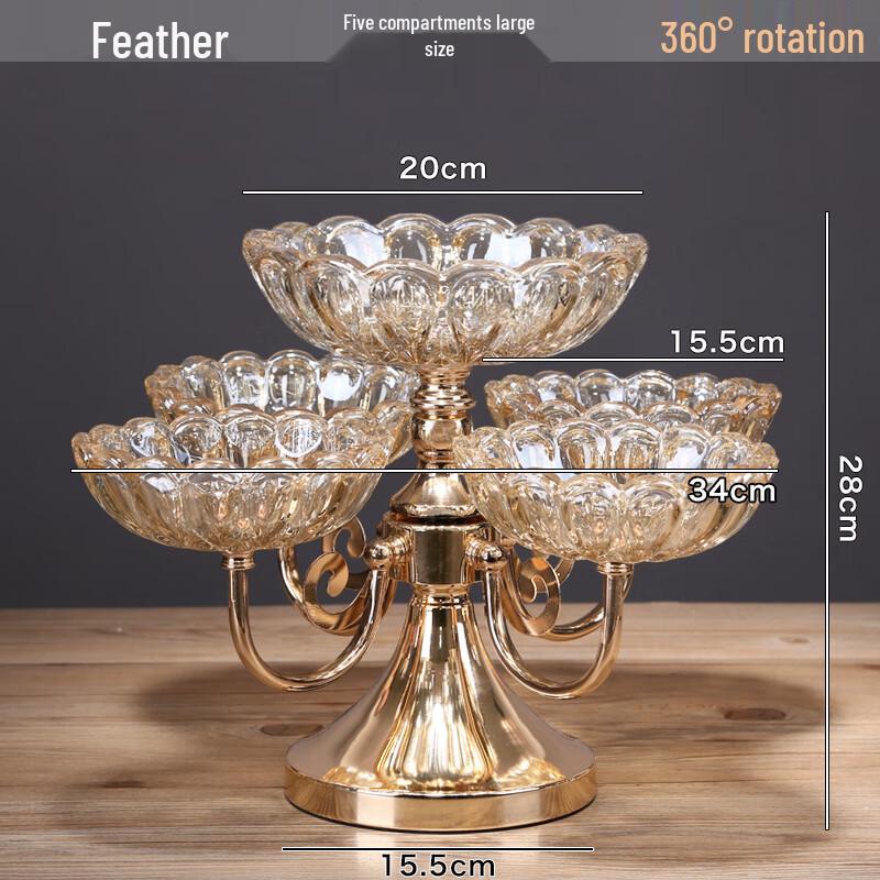 Rotating Crystal Glass Double-Layer Fruit & Snack Plate