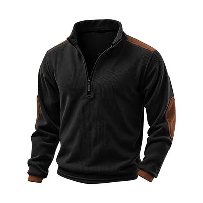 Men's Colorblock Half Zip Stand Collar Sweatshirt Men's Sports Large Size Casual Stand Collar Sweatshirt
