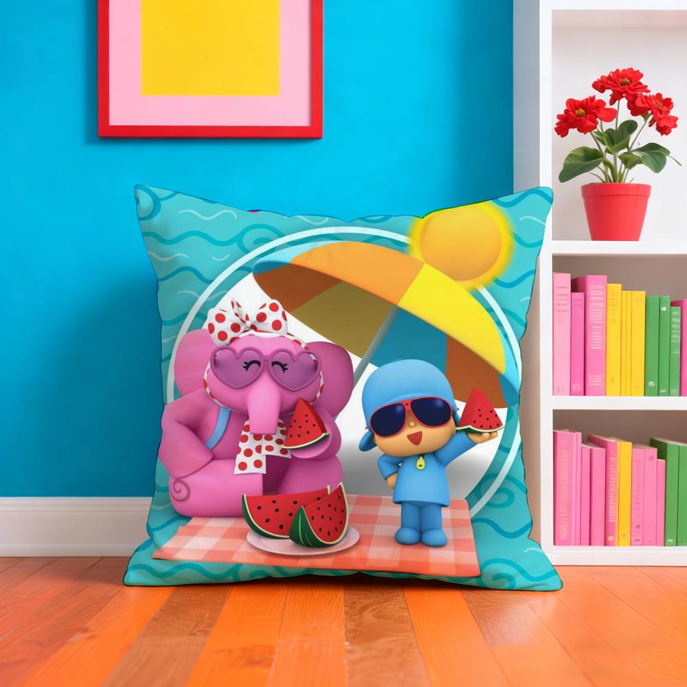 Cartoon Cute P-Pocoyo Pillow Case Plush Fabric Soft Double-Sided Printed Sofa Warm Winter Home Gift Cushion Cover