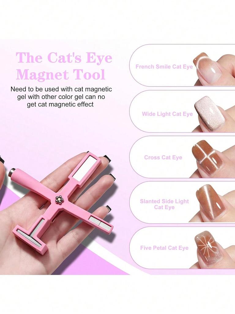 1 Stück Magnetischer Nagelstick 5 in 1 Kreuz Katzenauge UV Gelpoliermittel Magnet 9D 5D Linienstreifenmuster Salon DIY Nail Art Design Tool