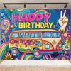 Stile Bohémien Colorato Hippie Bus Tema Sfondo per Compleanno Pace E Amore Decorazioni per Feste Stampa Tie Dye Sfondo in Vinile Regali