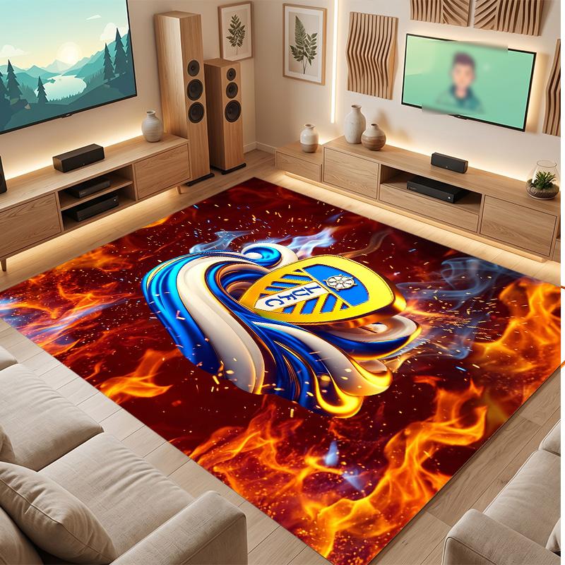 Tappeto in Velluto di Cristallo con Stampa del Leeds United Football, Comodo Assorbente d'Acqua Antiscivolo Tappeto per Pavimenti Interni