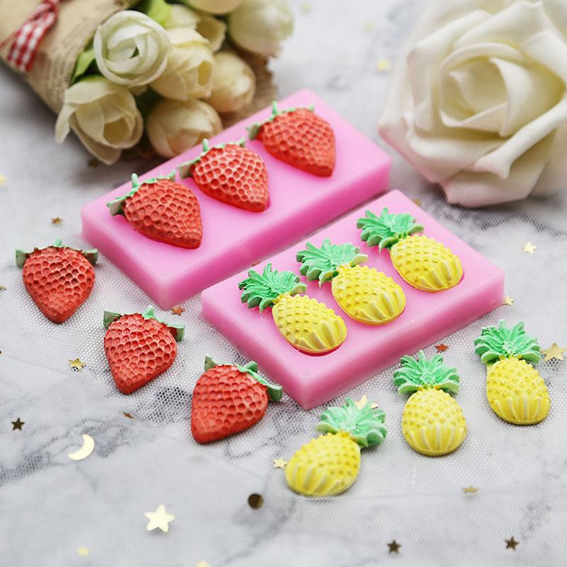 1/2Pcs Aromatherapy Candle Decoration Silicone Mold 3 Strawberry Pineapple Chocolate Mold Diy Cake Accessories