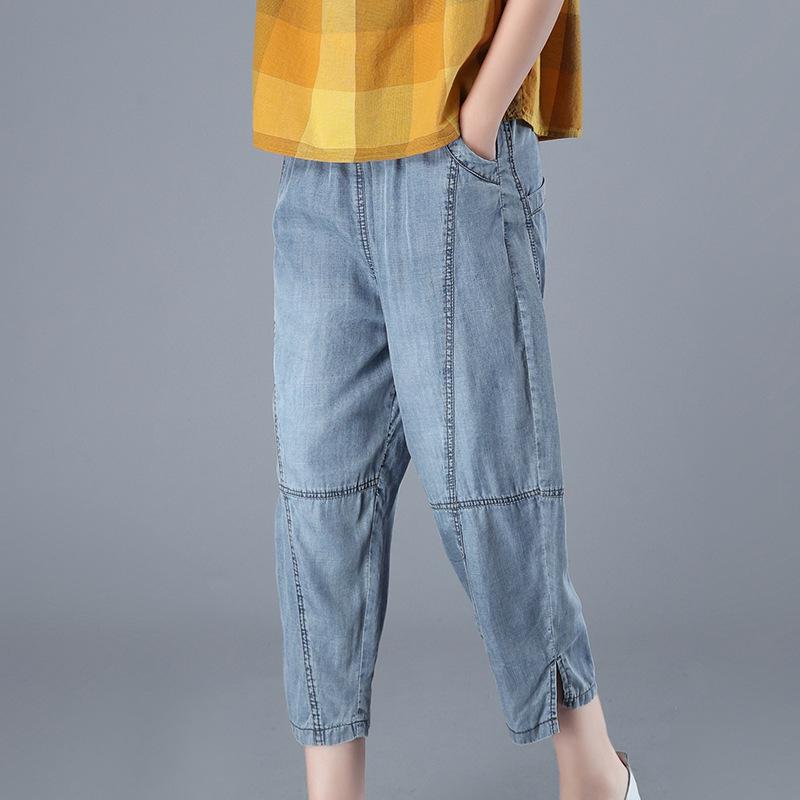 2024 Korean Style Summer Casual Loose Straight-Leg Jeans: Slimming Plus-Size, Versatile Seven-Point Pants