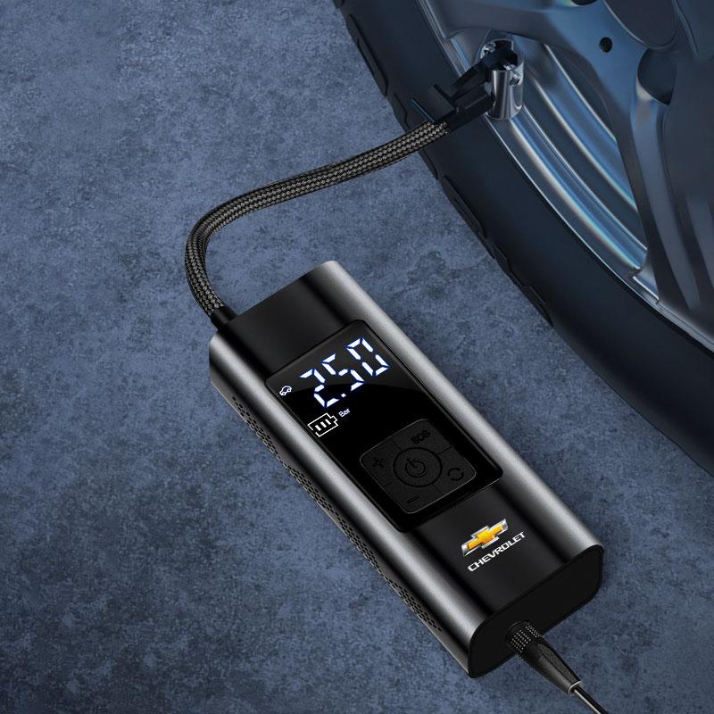 1Pcs Car Tire Inflator Smart Digital Inflatable Pump Emblem Accessories for Chevrolet Camaro Trax Blazer Cavalier Onix Aveo Silverado Malibu Captiva