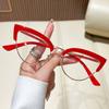 Retro Cat Eye Presbyopia Glasses Fashion Metal Half Frame Anti-blue Light HD Reading Glasses Eyepieces for Women  0 To 4.0
